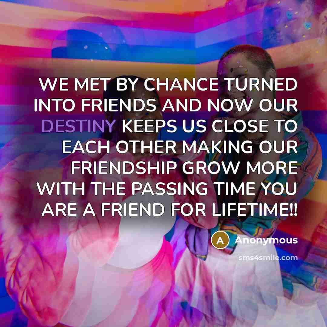 “WE MET BY CHANCE TURNED INTO FRIENDS AND NOW OUR…” quote by Anonymous