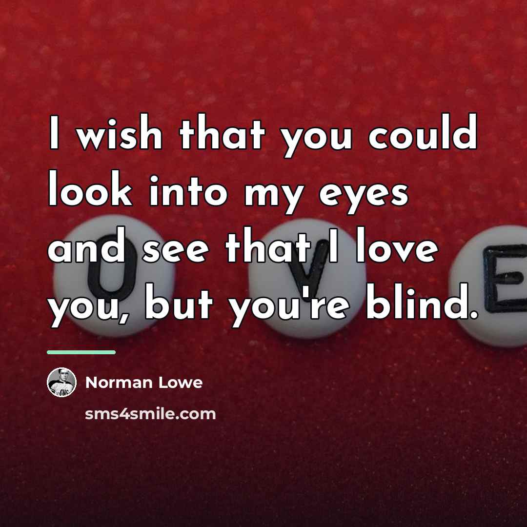 “I wish that you could look into my eyes and…” quote by Norman Lowe