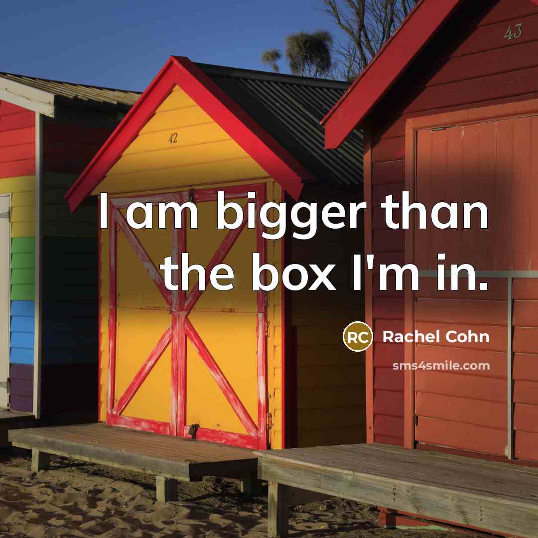 “I am bigger than the box I'm in.…” quote by Rachel Cohn