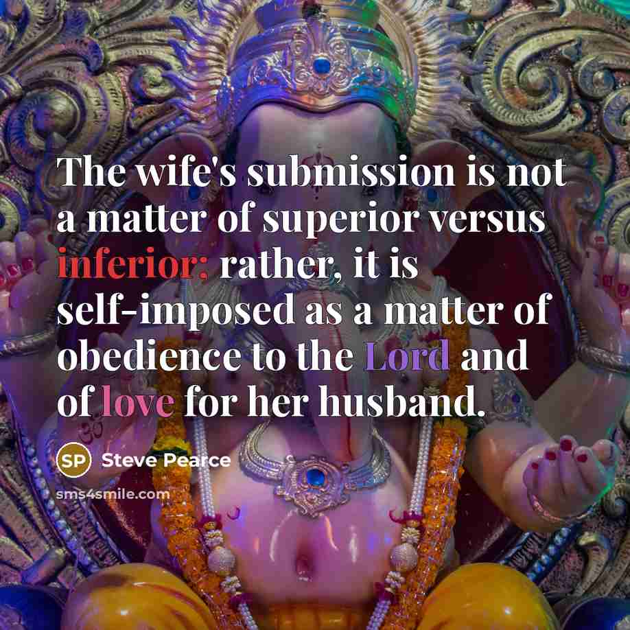 “The wife's submission is not a matter of superior versus…” quote by Steve Pearce