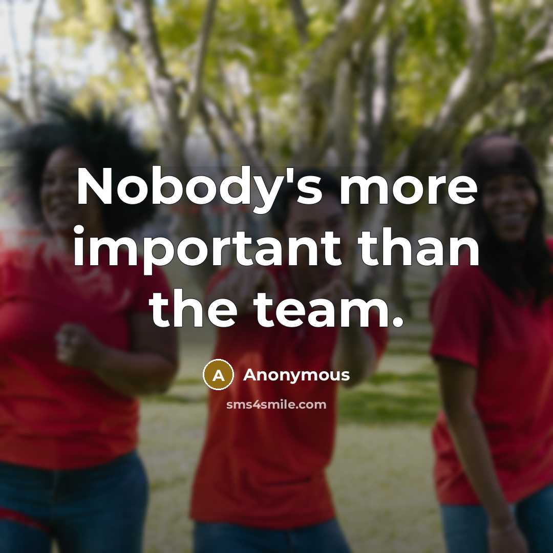 “Nobody's more important than the team.…” quote by Anonymous