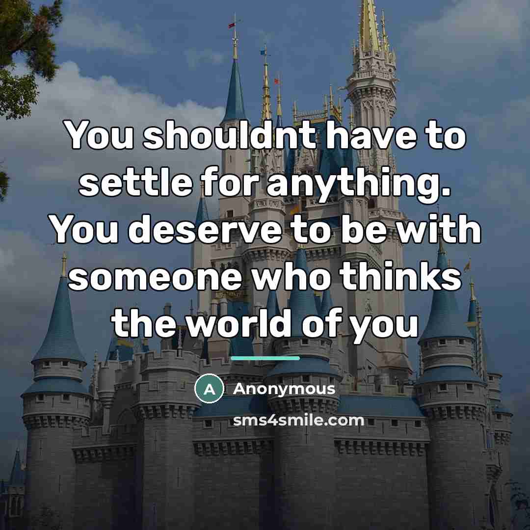 “You shouldnt have to settle for anything. You deserve to…” quote by Anonymous