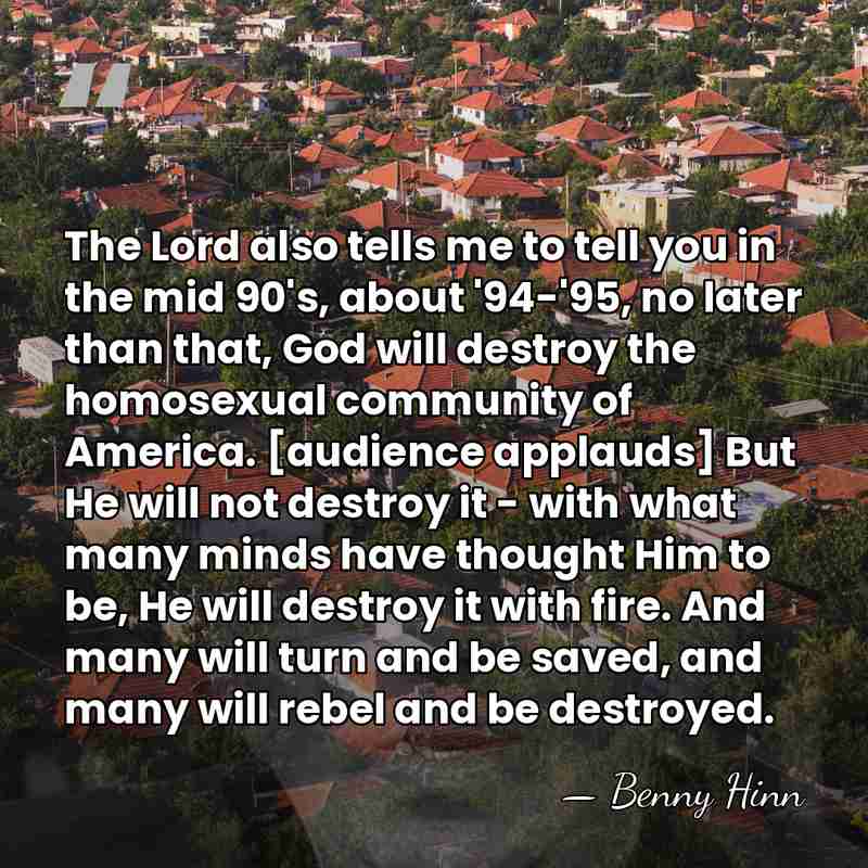 The Lord also tells me to tell you in the mid 90's,&hellip; - Benny Hinn