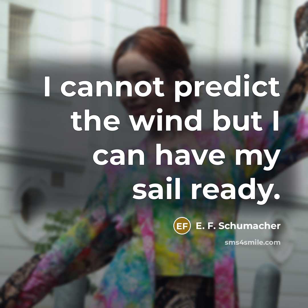 “I cannot predict the wind but I can have my…” quote by E. F. Schumacher