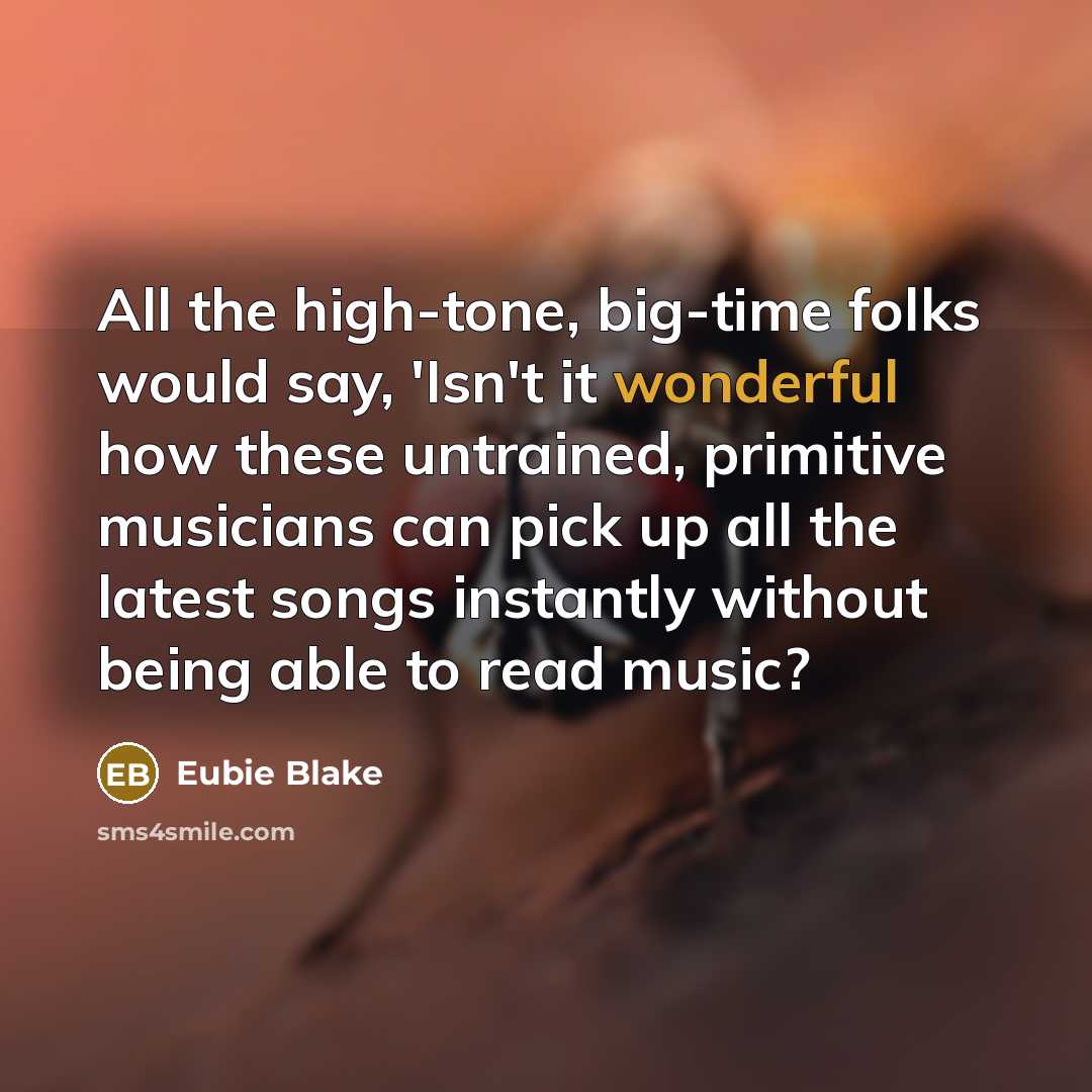 “All the high-tone, big-time folks would say, 'Isn't it wonderful…” quote by Eubie Blake