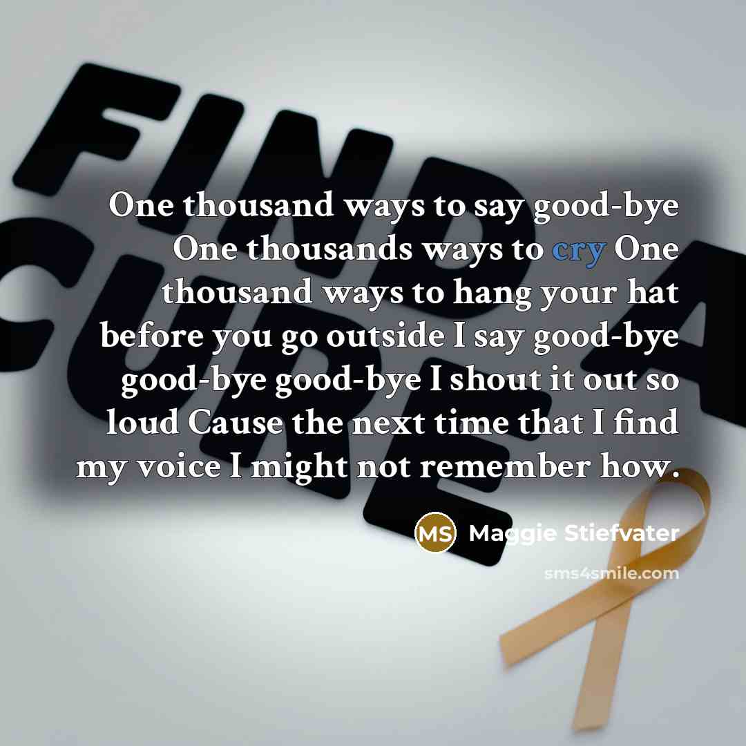 “One thousand ways to say good-bye One thousands ways to…” quote by Maggie Stiefvater