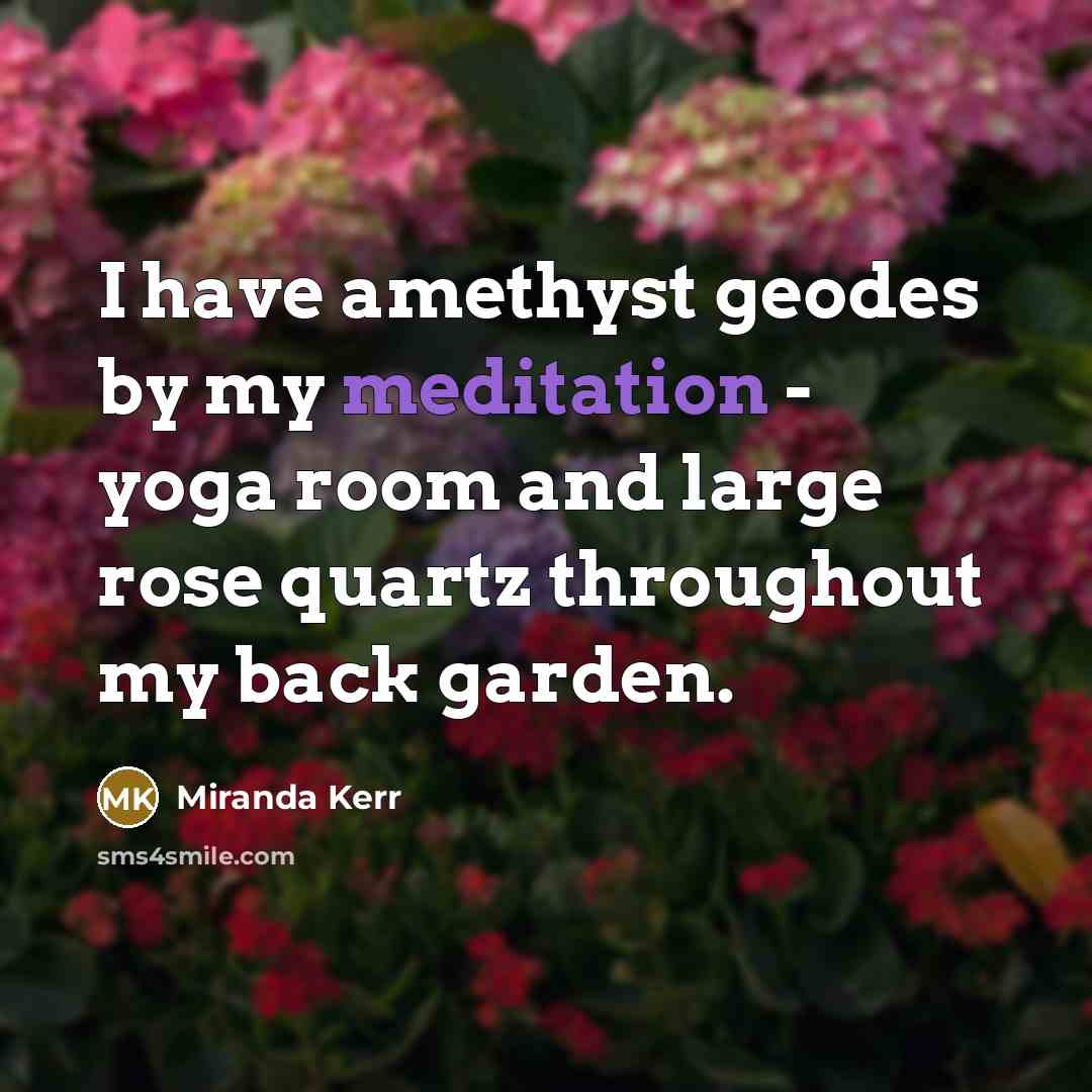 “I have amethyst geodes by my meditation - yoga room…” quote by Miranda Kerr