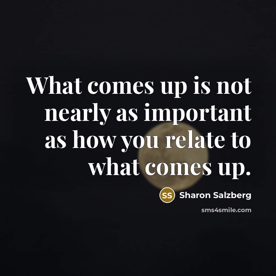 “What comes up is not nearly as important as how…” quote by Sharon Salzberg