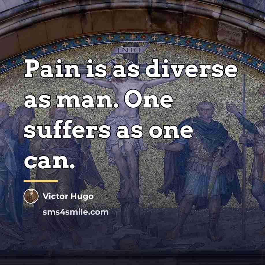 “Pain is as diverse as man. One suffers as one…” quote by Victor Hugo