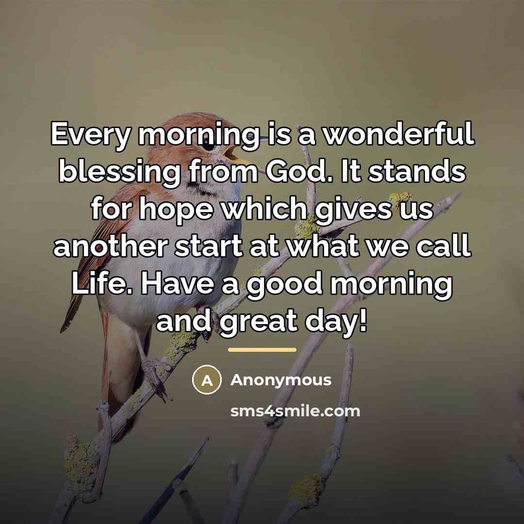 “Every morning is a wonderful blessing from God. It stands…” quote by Anonymous