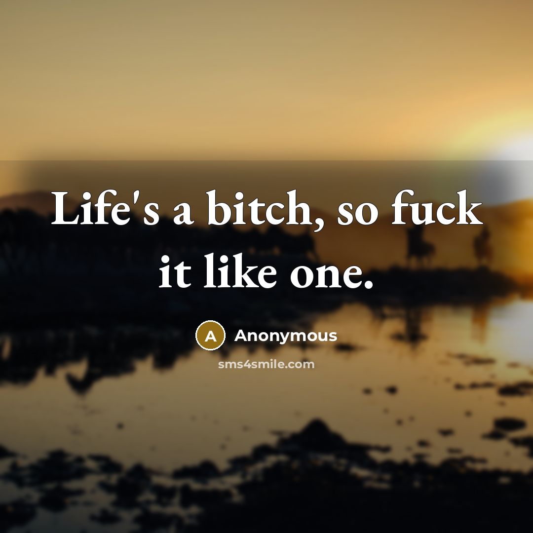 “Life's a bitch, so fuck it like one.” quote by Anonymous