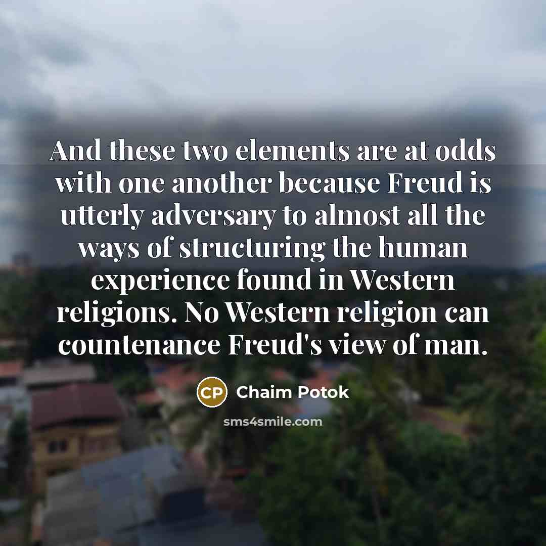 “And these two elements are at odds with one another…” quote by Chaim Potok