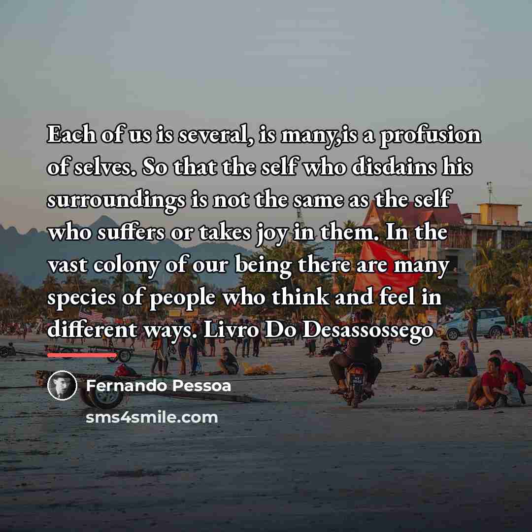 “Each of us is several, is many,is a profusion of…” quote by Fernando Pessoa