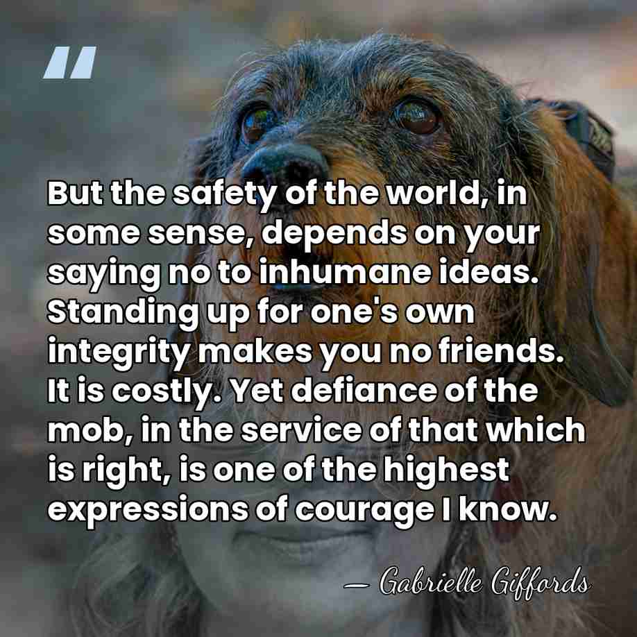 But the safety of the world, in some sense, depends on your&hellip; - Gabrielle Giffords
