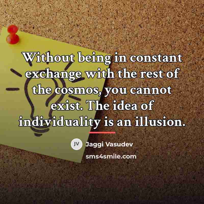 “Without being in constant exchange with the rest of the…” quote by Jaggi Vasudev