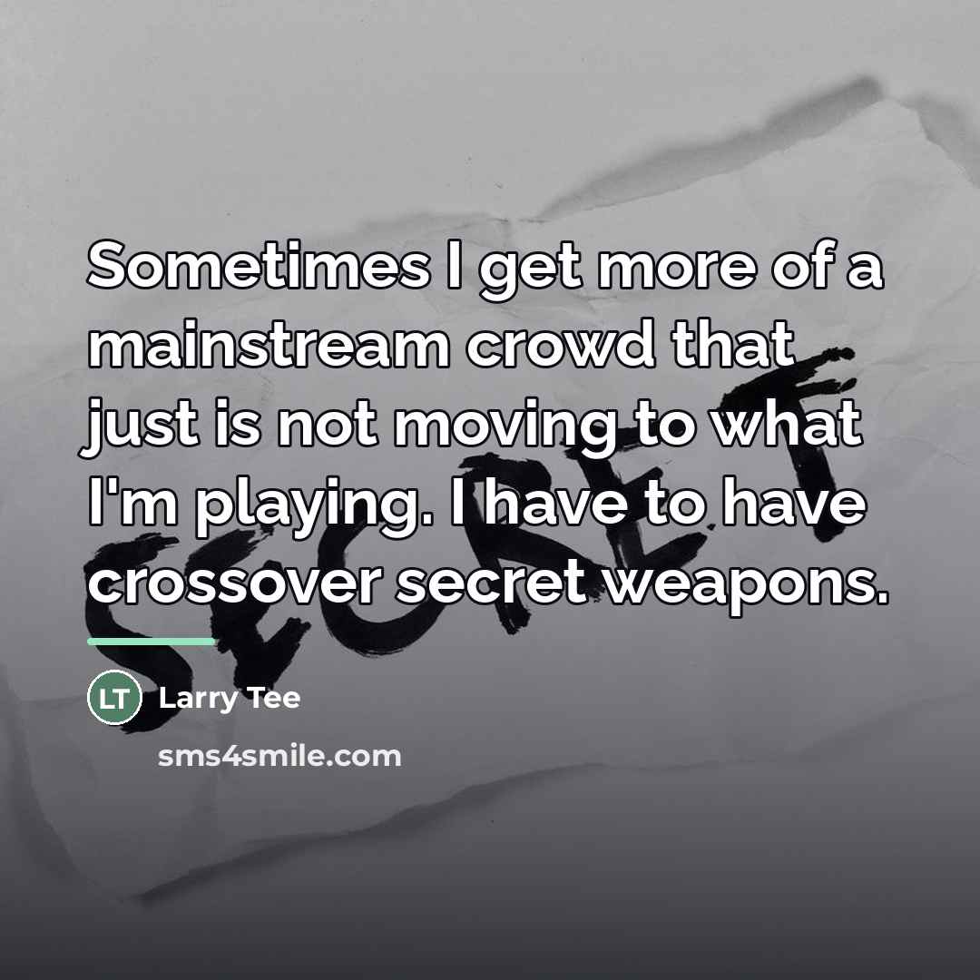 “Sometimes I get more of a mainstream crowd that just…” quote by Larry Tee