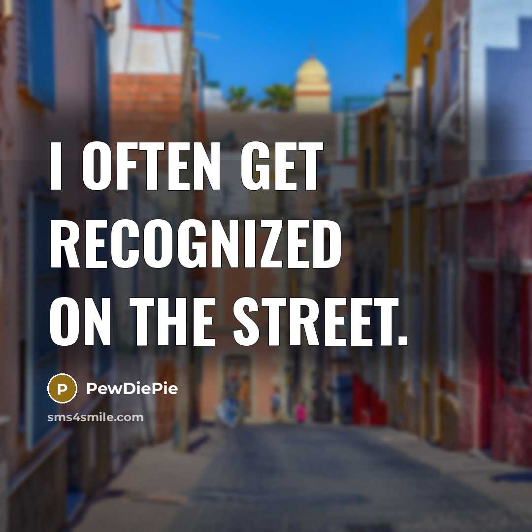 “I often get recognized on the street.…” quote by PewDiePie