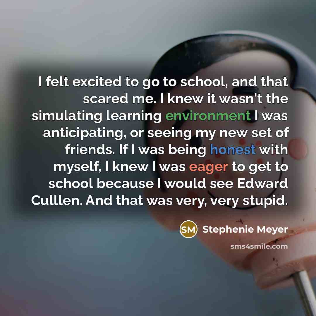 “I felt excited to go to school, and that scared…” quote by Stephenie Meyer