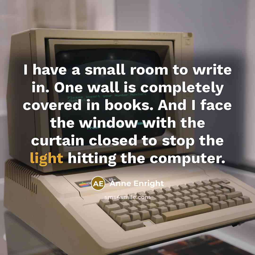 “I have a small room to write in. One wall…” quote by Anne Enright