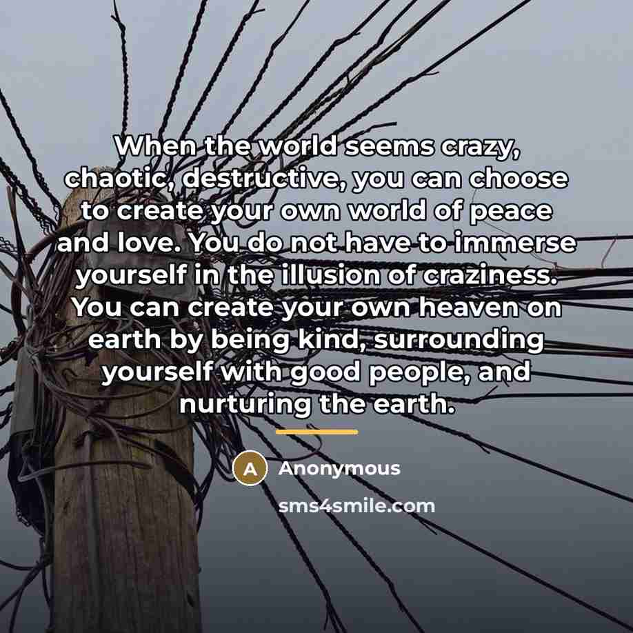 “When the world seems crazy, chaotic, destructive, you can choose…” quote by Anonymous