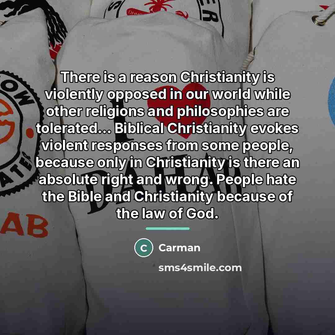 “There is a reason Christianity is violently opposed in our…” quote by Carman
