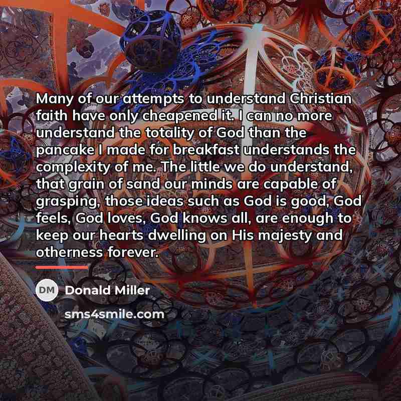 “Many of our attempts to understand Christian faith have only…” quote by Donald Miller
