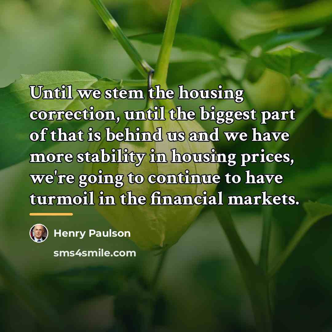 “Until we stem the housing correction, until the biggest part…” quote by Henry Paulson