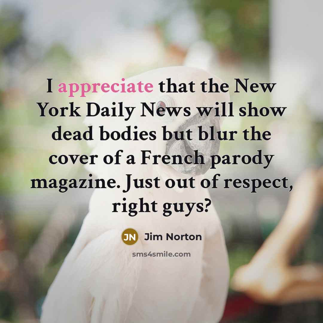 “I appreciate that the New York Daily News will show…” quote by Jim Norton