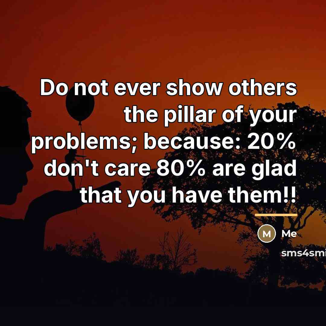 “Do not ever show others the pillar of your problems;…” quote by Me