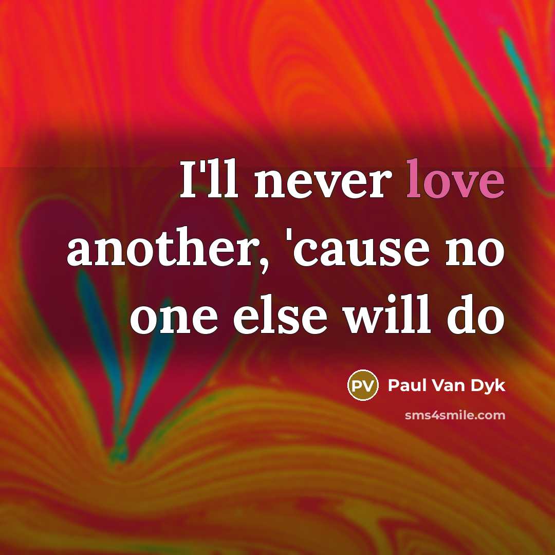 “I'll never love another, 'cause no one else will do…” quote by Paul Van Dyk