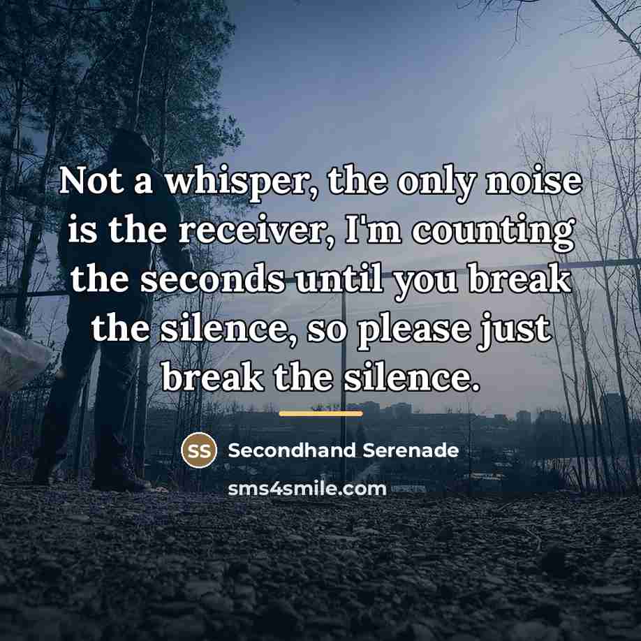 “Not a whisper, the only noise is the receiver, I'm…” quote by Secondhand Serenade