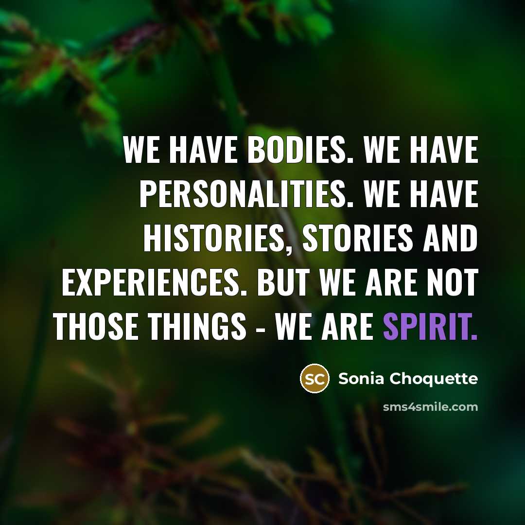 “We have bodies. We have personalities. We have histories, stories…” quote by Sonia Choquette