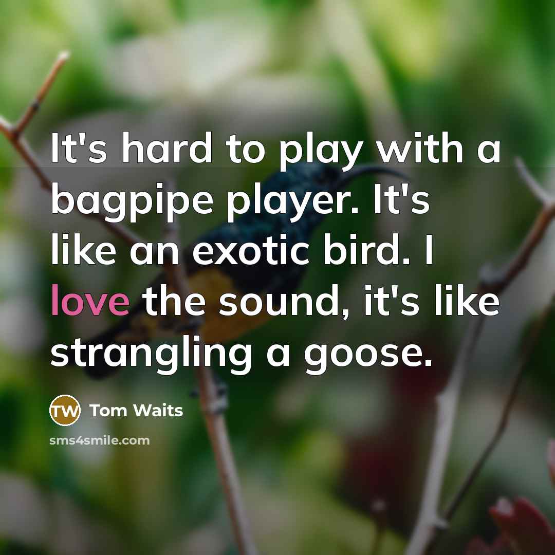 “It's hard to play with a bagpipe player. It's like…” quote by Tom Waits