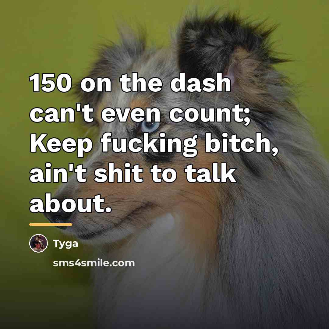 “150 on the dash can't even count; Keep fucking bitch,…” quote by Tyga