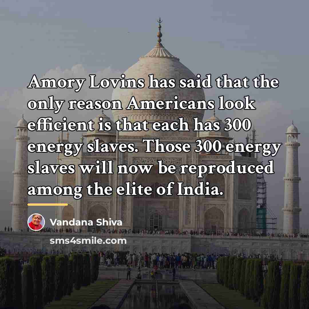 “Amory Lovins has said that the only reason Americans look…” quote by Vandana Shiva