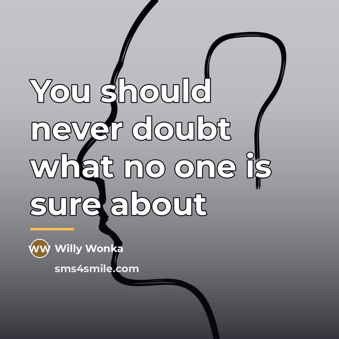 “You should never doubt what no one is sure about…” quote by Willy Wonka