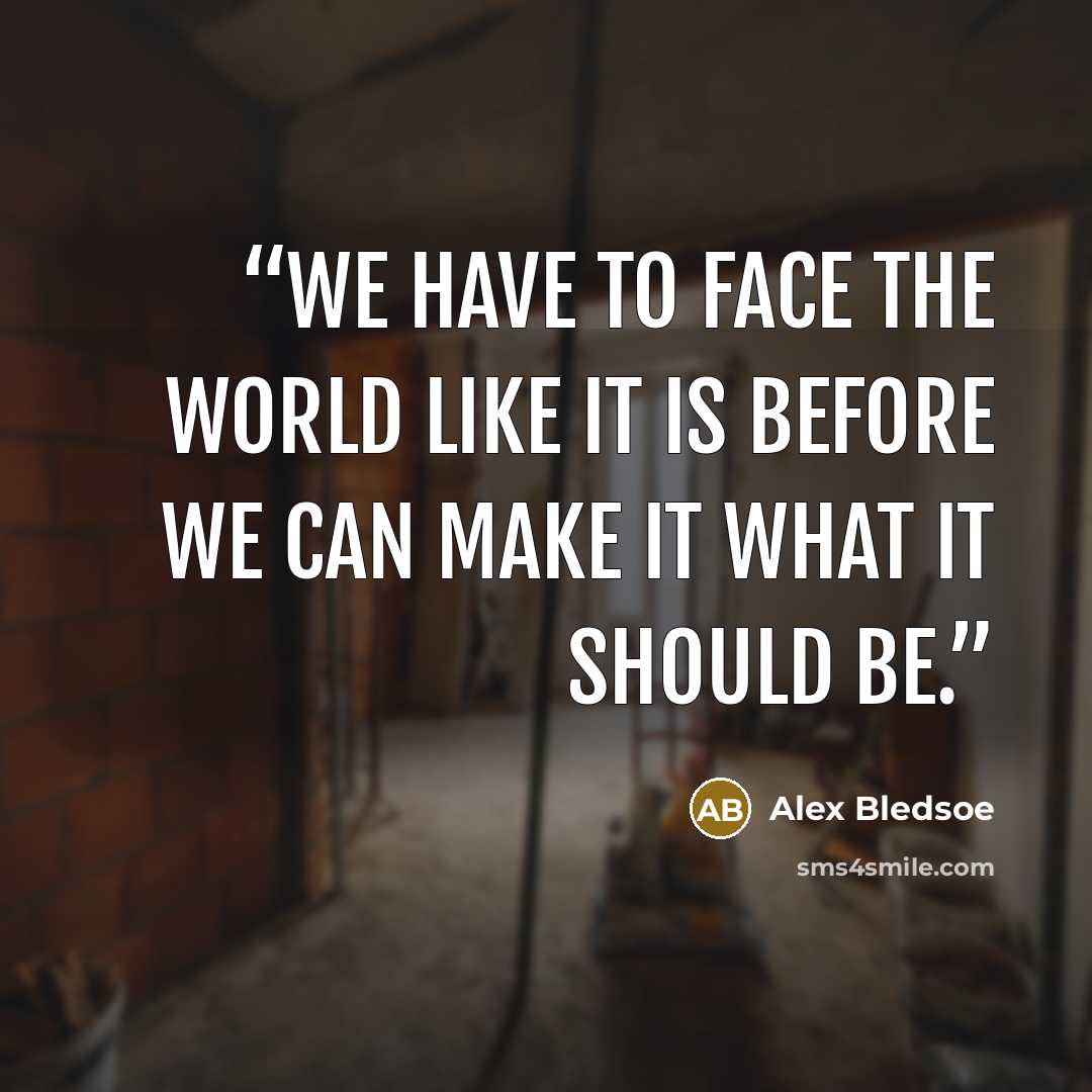 “We have to face the world like it is before we can make it what it should be.” quote by Alex Bledsoe