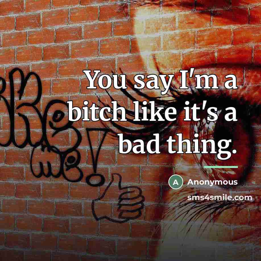 “You say I'm a bitch like it's a bad thing.…” quote by Anonymous