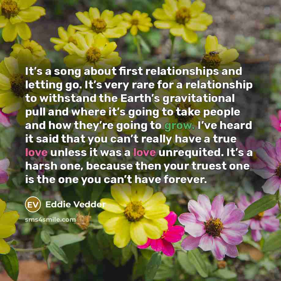 “It’s a song about first relationships and letting go. It’s…” quote by Eddie Vedder