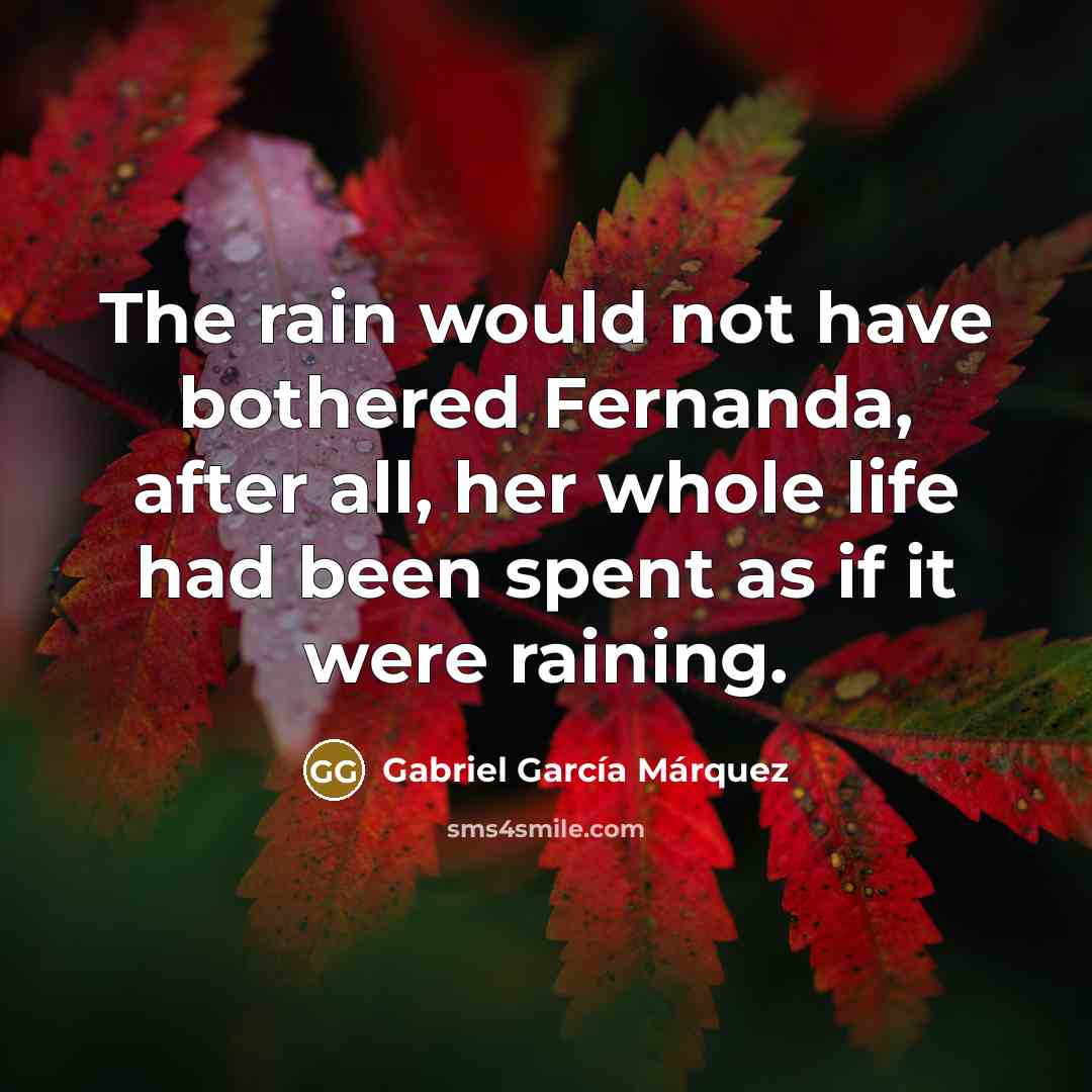 “The rain would not have bothered Fernanda, after all, her…” quote by Gabriel Garcia Marquez