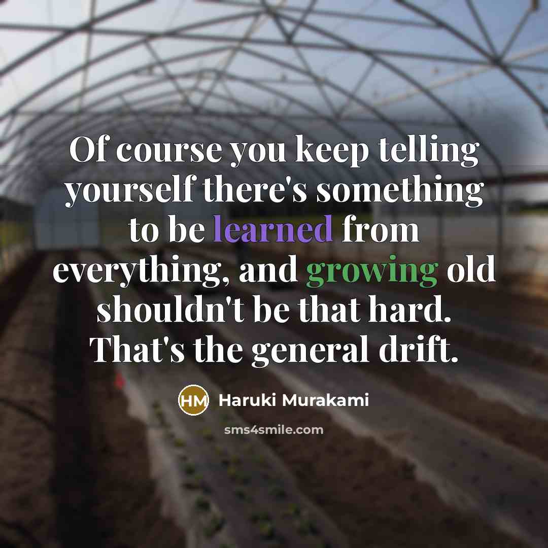 “Of course you keep telling yourself there's something to be learned from everything, and growing old shouldn't be that hard. That's the general drift.” quote by Haruki Murakami