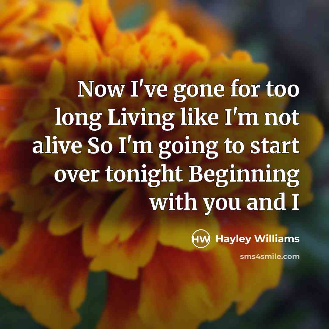 “Now I've gone for too long Living like I'm not…” quote by Hayley Williams