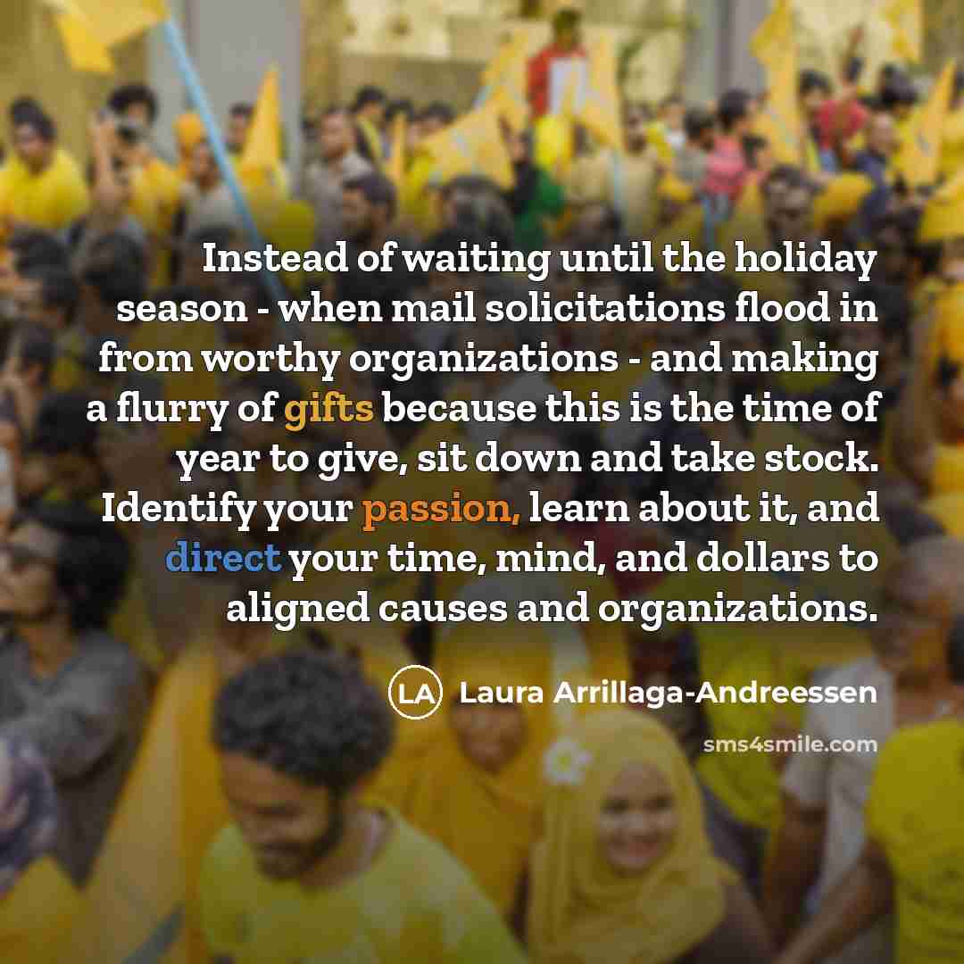 “Instead of waiting until the holiday season - when mail…” quote by Laura Arrillaga-Andreessen