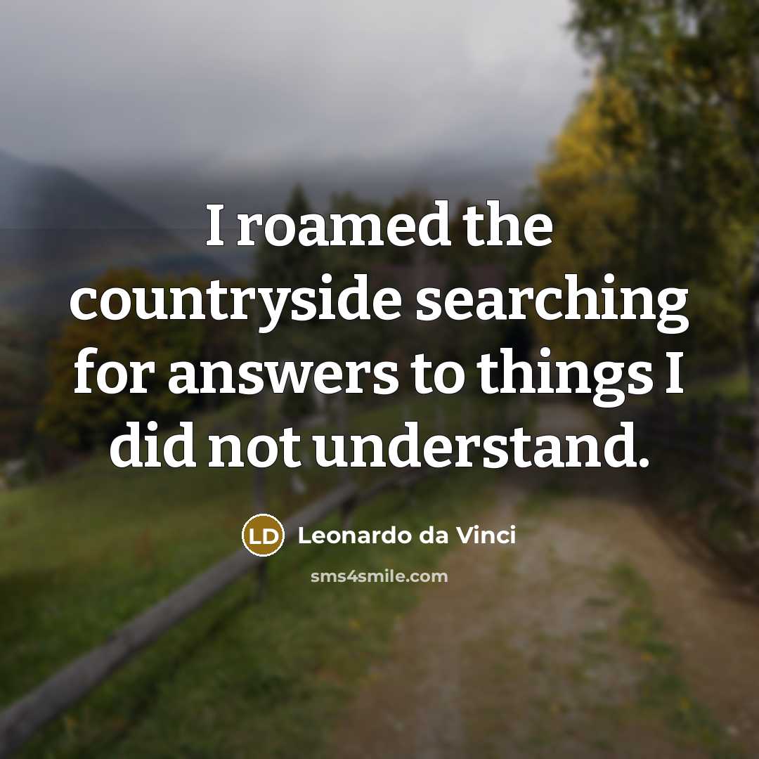 “I roamed the countryside searching for answers to things I…” quote by Leonardo da Vinci