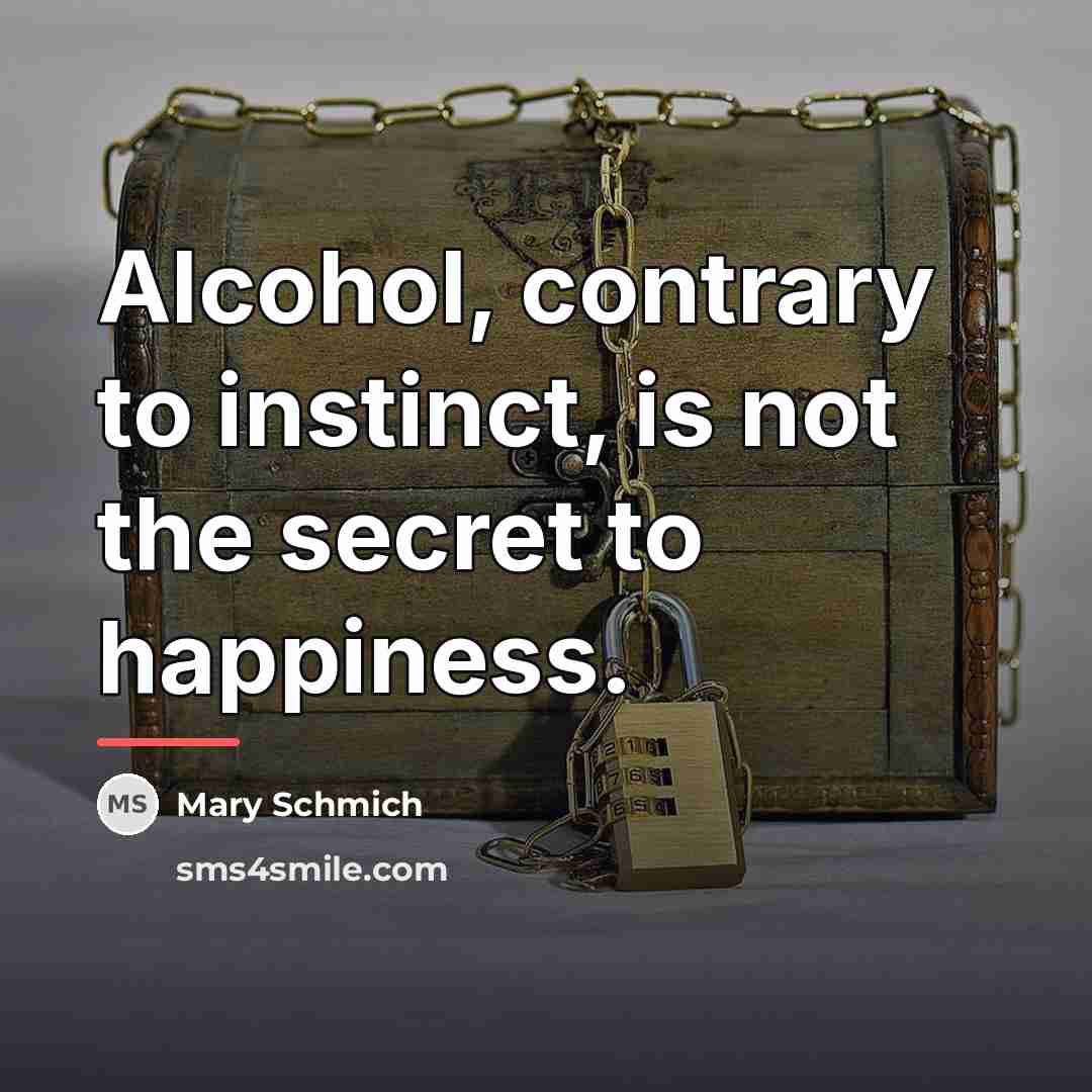 “Alcohol, contrary to instinct, is not the secret to happiness.…” quote by Mary Schmich