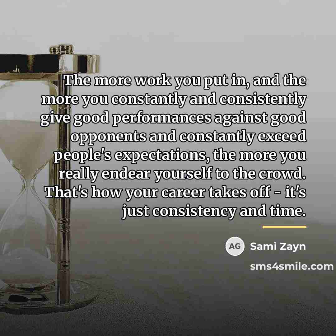 “The more work you put in, and the more you…” quote by Sami Zayn