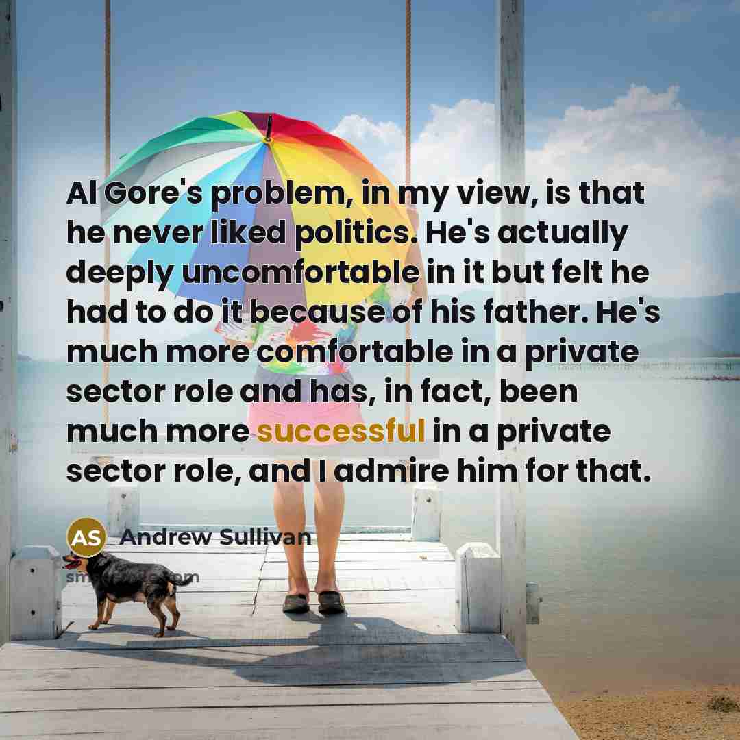 “Al Gore's problem, in my view, is that he never…” quote by Andrew Sullivan