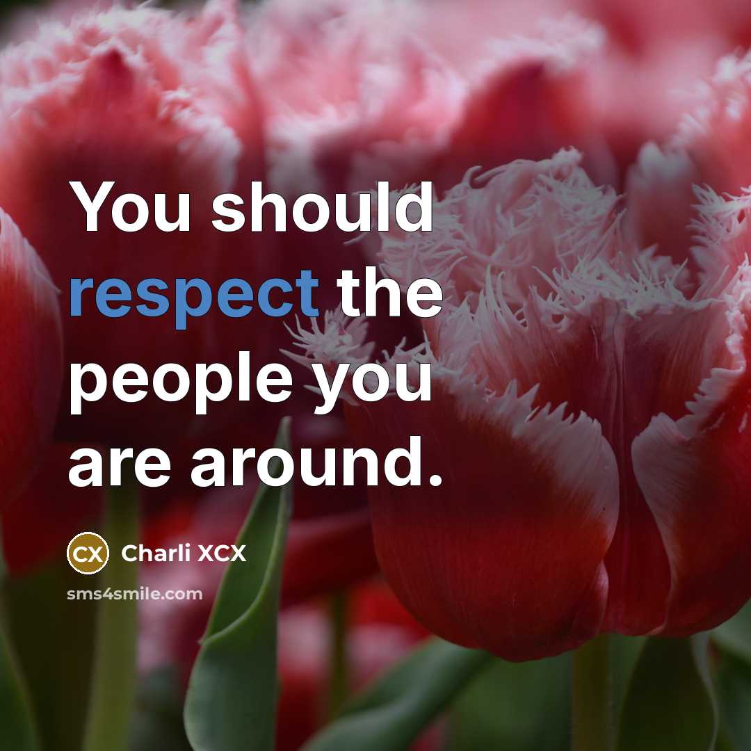 “You should respect the people you are around.…” quote by Charli XCX
