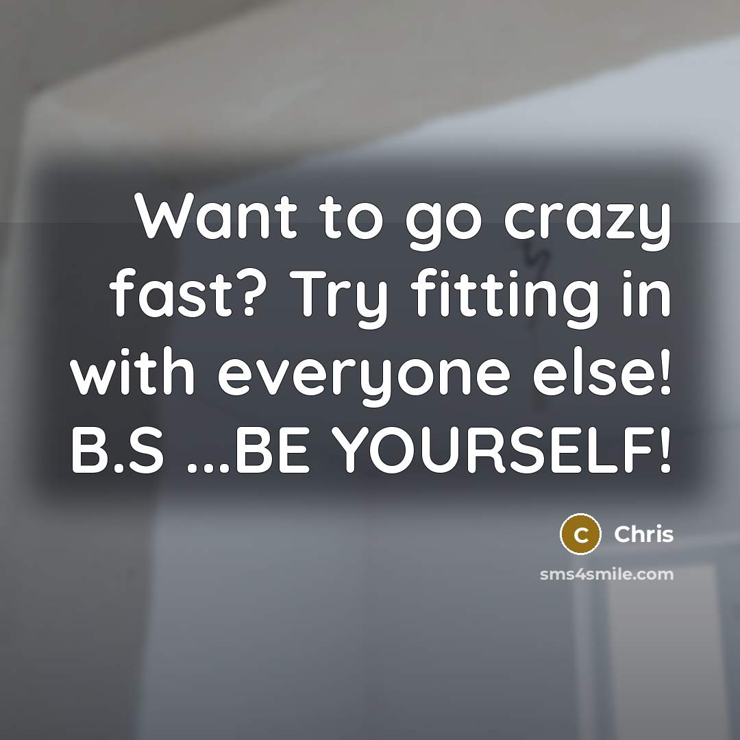 “Want to go crazy fast? Try fitting in with everyone…” quote by Chris