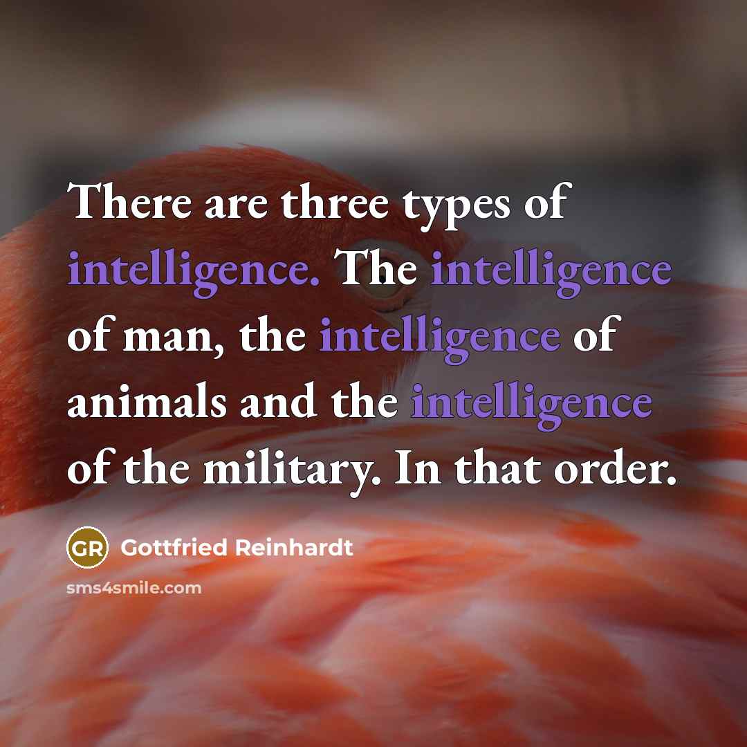 “There are three types of intelligence. The intelligence of man,…” quote by Gottfried Reinhardt